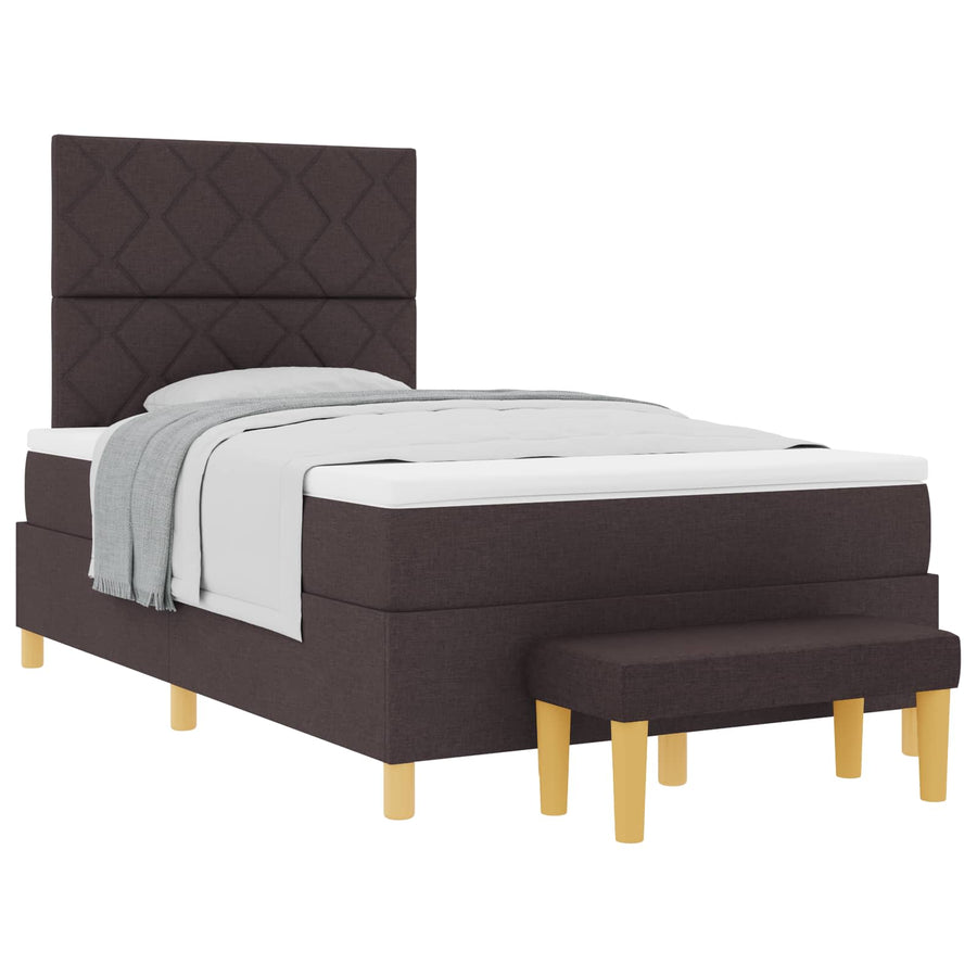 Boxspring bed met matras Donkerbruin 120 x 200 cm Stof