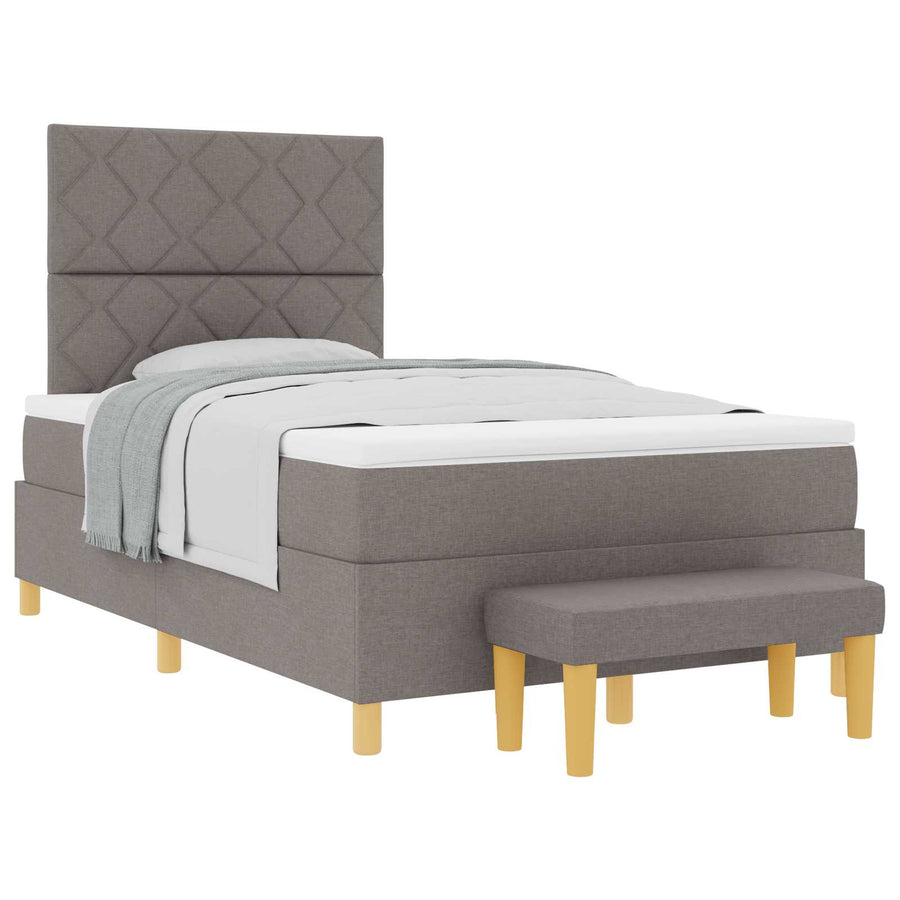 Boxspring bed met hoofdeinde Taupe 200 x 120 cm Stof