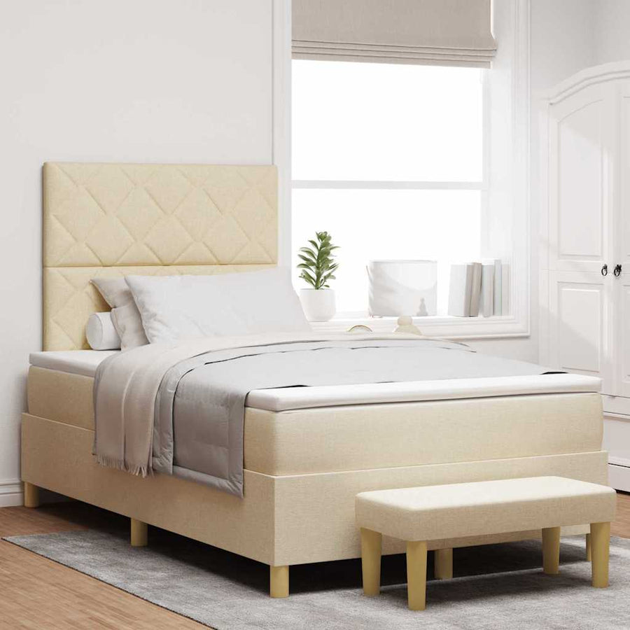 Boxspring bed met matras met hoofdeinde Crème 120 x 200 cm Stof