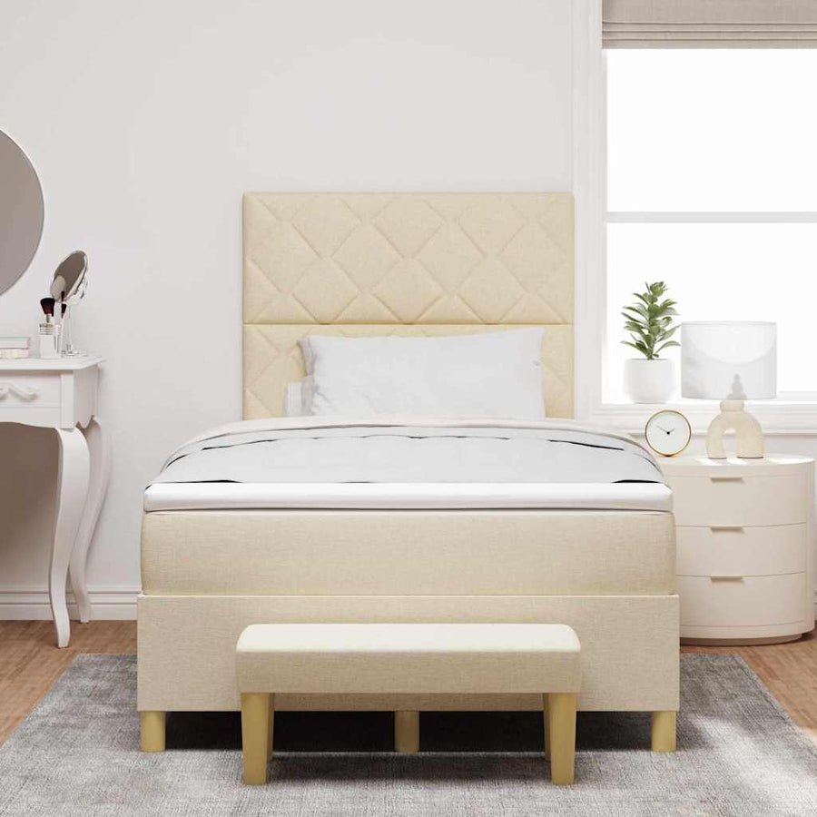 Boxspring bed met matras met hoofdeinde Crème 120 x 200 cm Stof