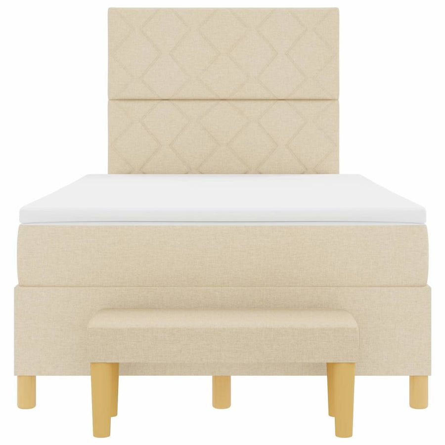 Boxspring bed met matras met hoofdeinde Crème 120 x 200 cm Stof