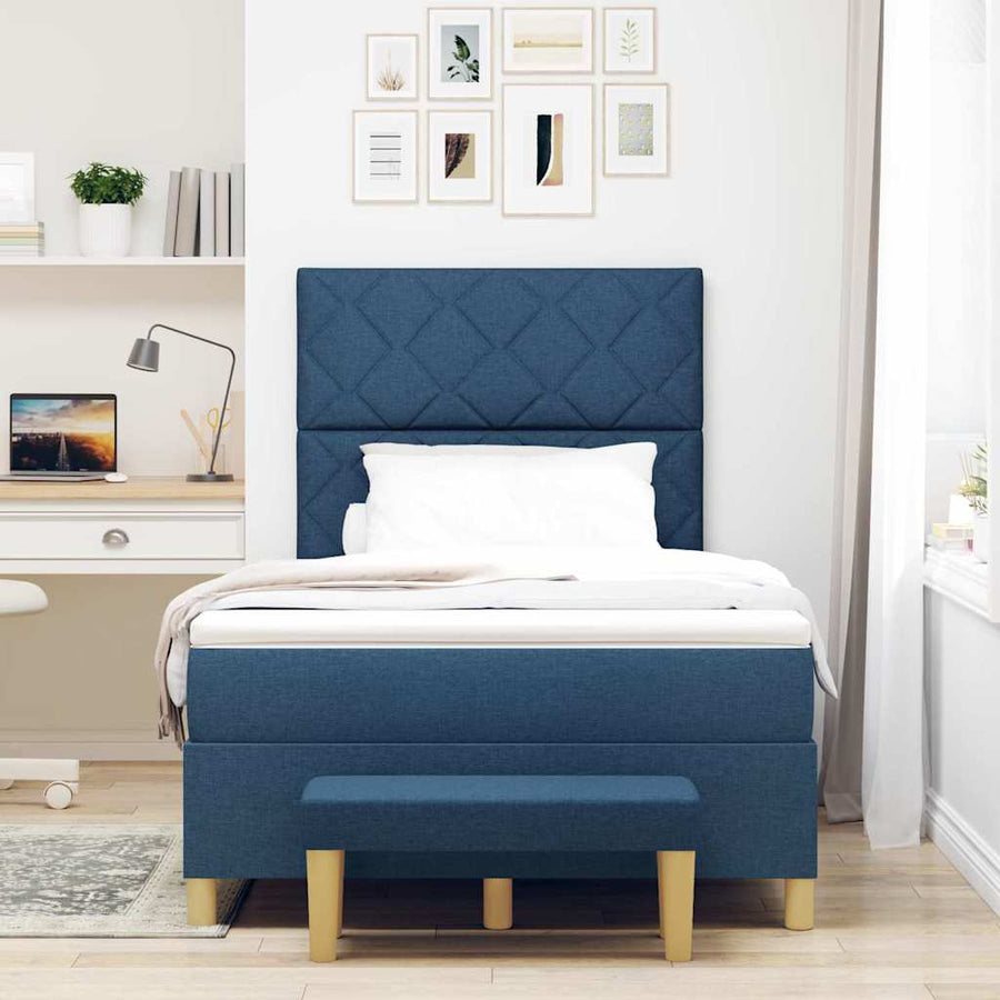 Boxspring bed met matras met hoofdeinde Blauw 120 x 200 cm Stof