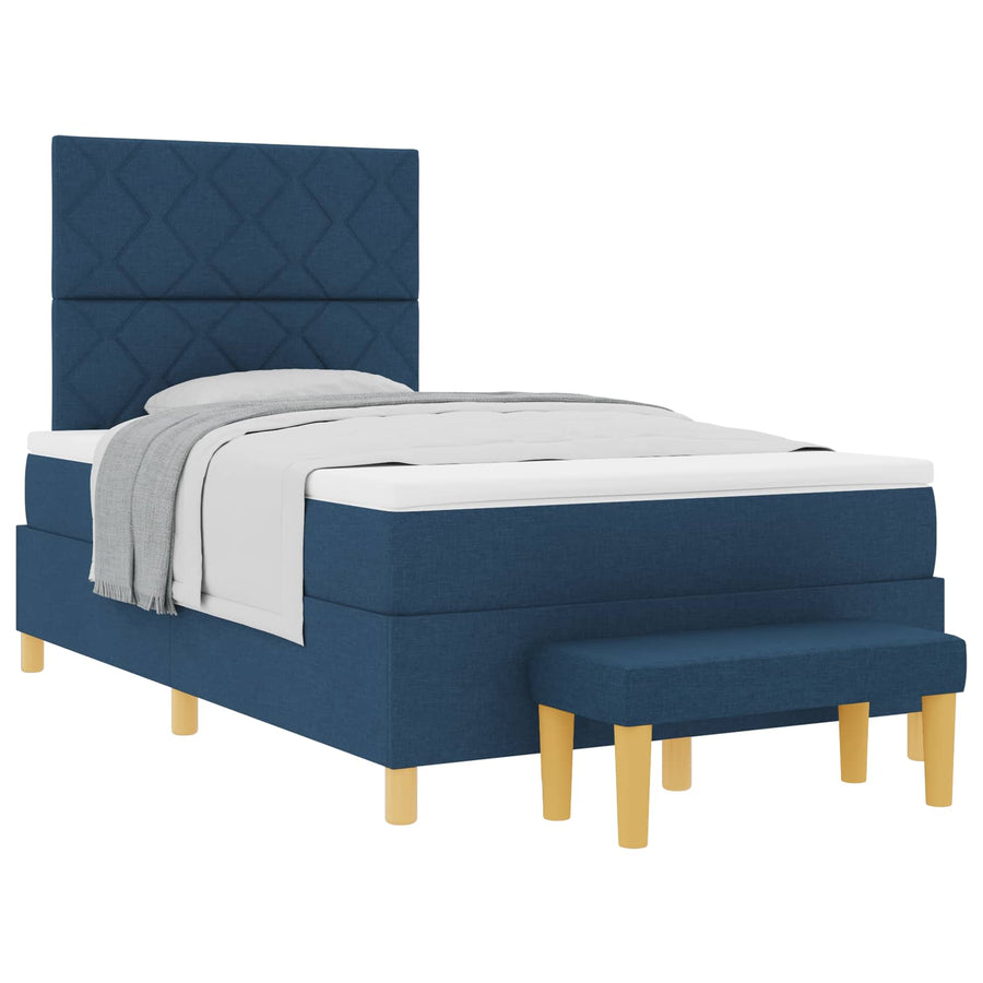 Boxspring bed met matras met hoofdeinde Blauw 120 x 200 cm Stof