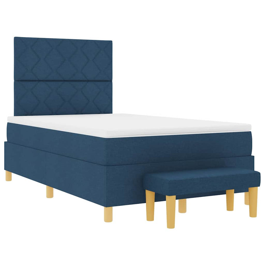 Boxspring bed met matras met hoofdeinde Blauw 120 x 200 cm Stof