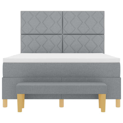 Boxspring bed met hoofdeinde Lichtgrijs 190 x 140 cm Stof