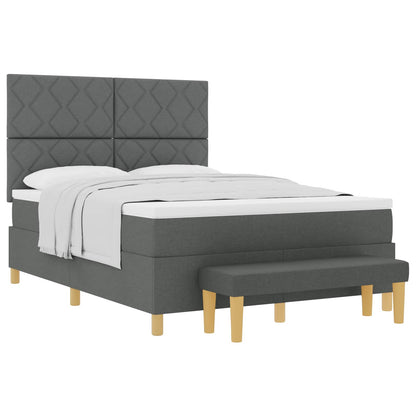 Boxspring bed met hoofdeinde Donkergrijs 190 x 140 cm Stof