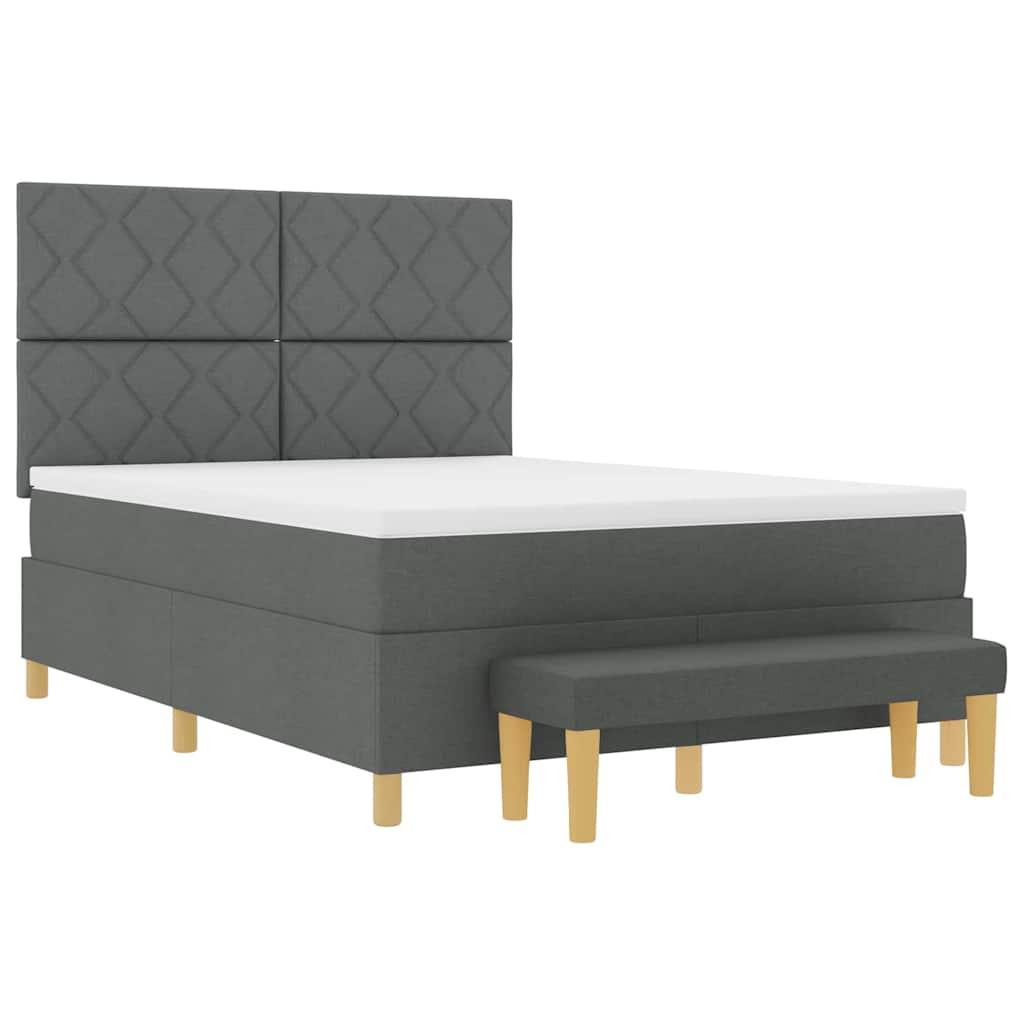 Boxspring bed met hoofdeinde Donkergrijs 190 x 140 cm Stof