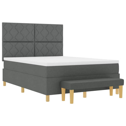 Boxspring bed met hoofdeinde Donkergrijs 190 x 140 cm Stof
