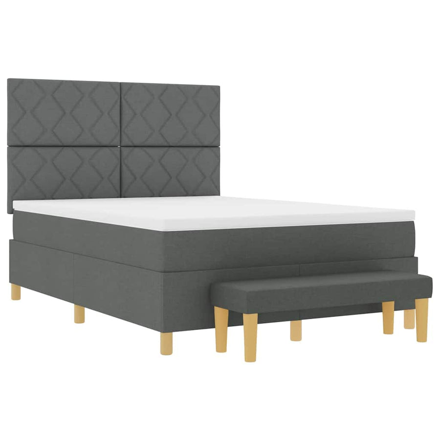 Boxspring bed met hoofdeinde Donkergrijs 190 x 140 cm Stof