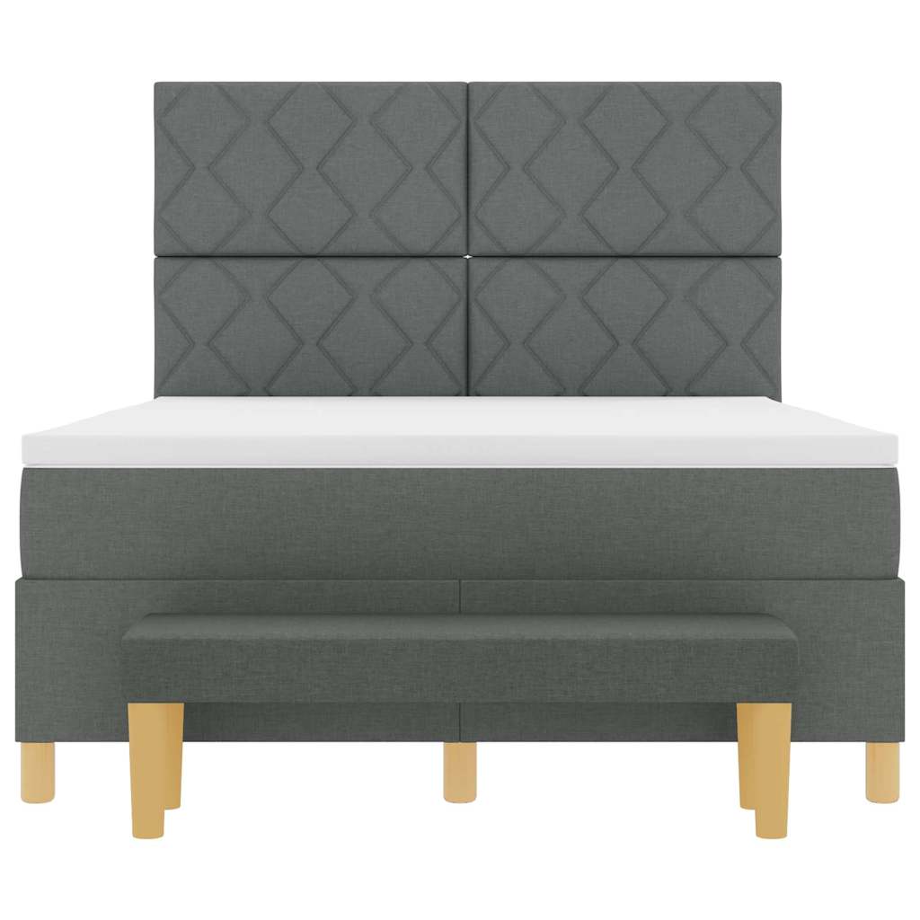 Boxspring bed met hoofdeinde Donkergrijs 190 x 140 cm Stof