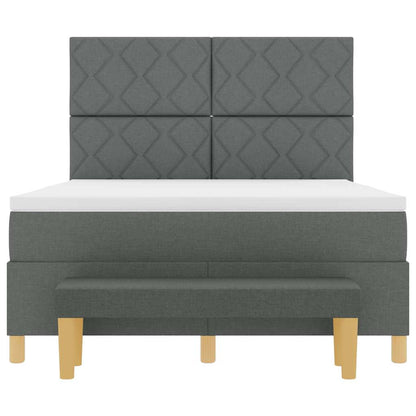 Boxspring bed met hoofdeinde Donkergrijs 190 x 140 cm Stof