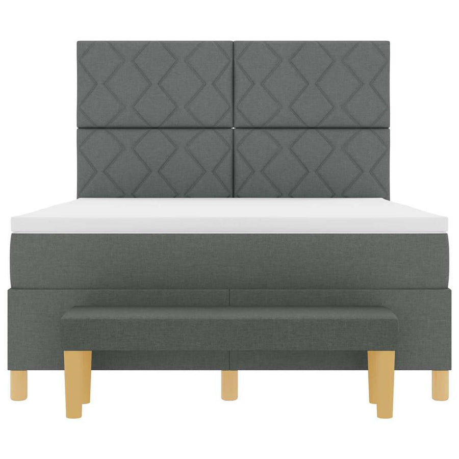 Boxspring bed met hoofdeinde Donkergrijs 190 x 140 cm Stof