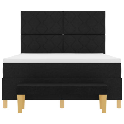 Boxspring bed met kussen met hoofdeinde Zwart 190 x 140 cm Stof