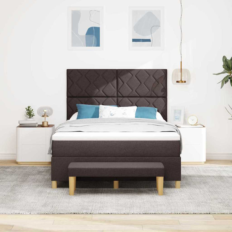 Boxspring bed met hoofdeinde Donkerbruin 190 x 140 cm Stof