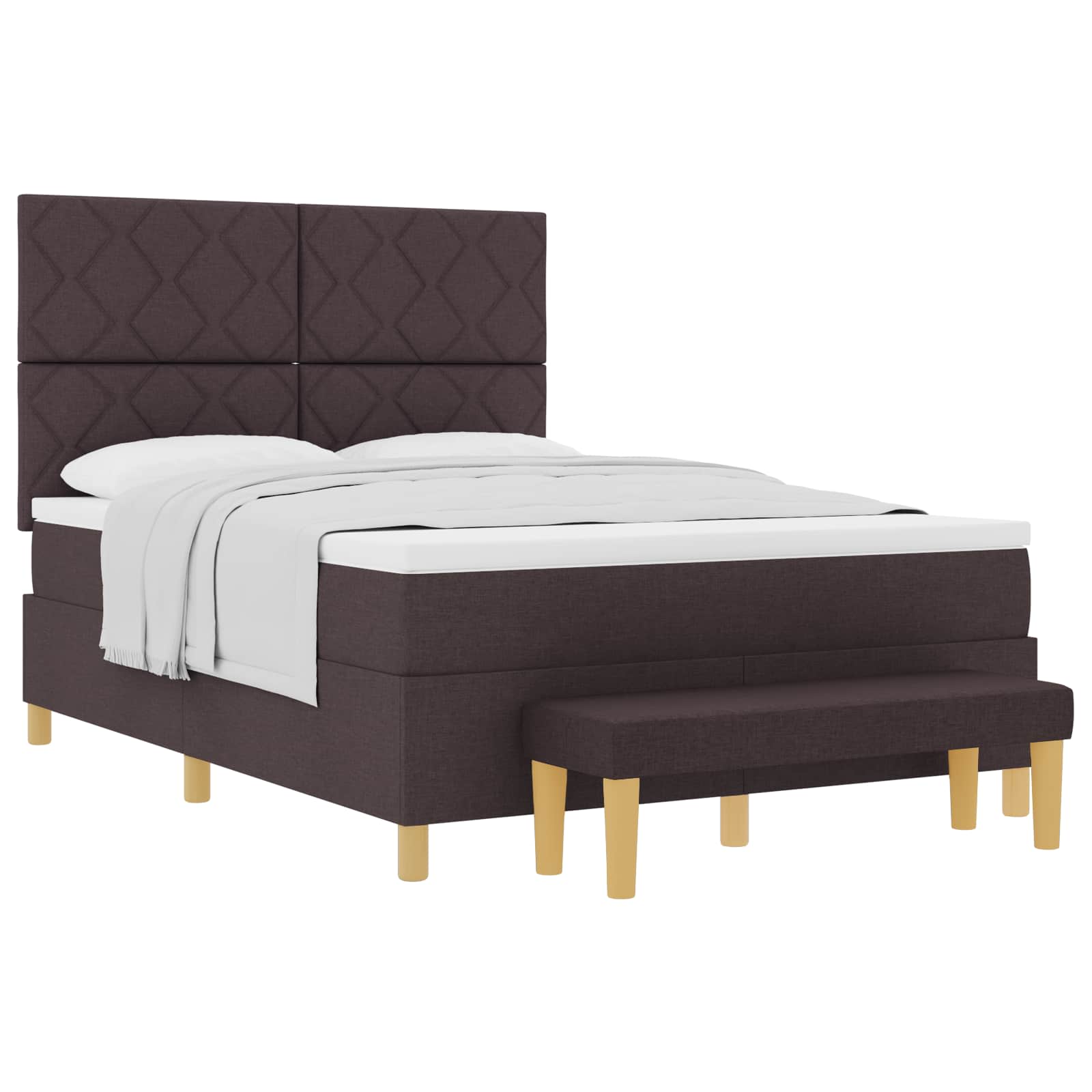 Boxspring bed met hoofdeinde Donkerbruin 190 x 140 cm Stof