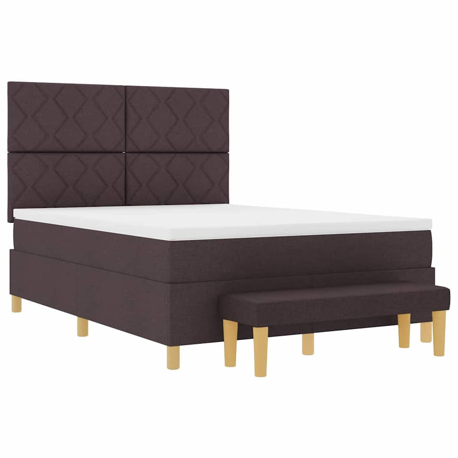 Boxspring bed met hoofdeinde Donkerbruin 190 x 140 cm Stof