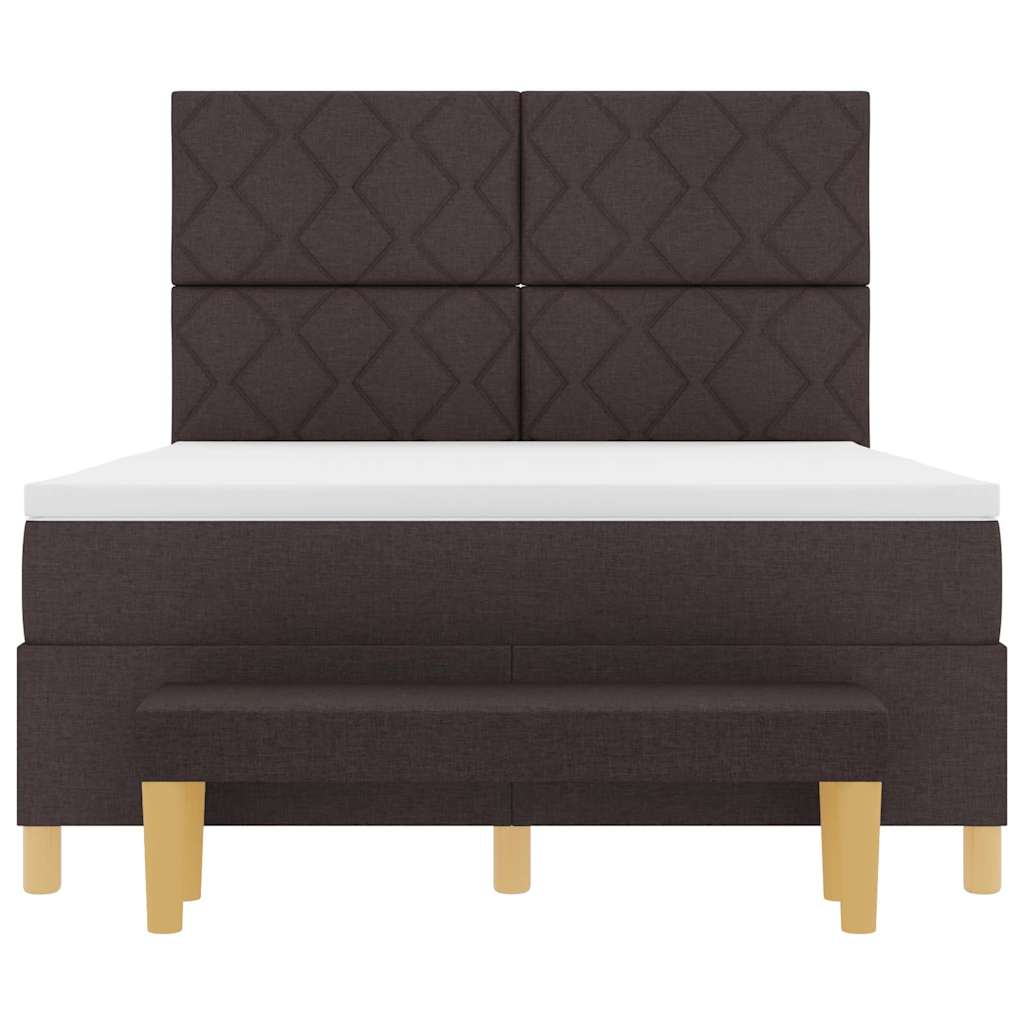 Boxspring bed met hoofdeinde Donkerbruin 190 x 140 cm Stof