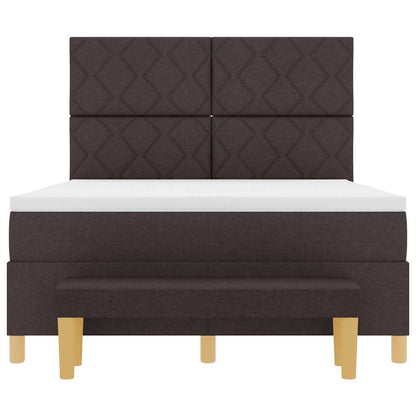 Boxspring bed met hoofdeinde Donkerbruin 190 x 140 cm Stof