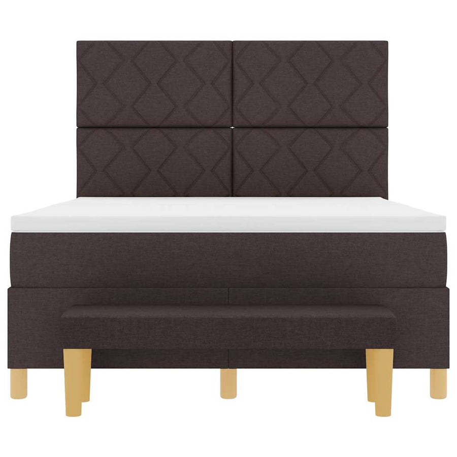 Boxspring bed met hoofdeinde Donkerbruin 190 x 140 cm Stof