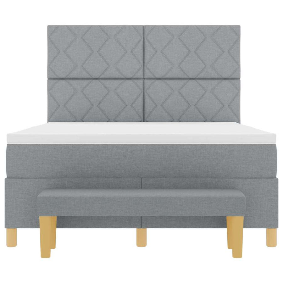Boxspring bed met kussen Lichtgrijs 200 x 140 cm Stof