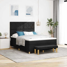 Boxspring bed met kussen met hoofdeinde Zwart 200 x 140 cm Stof