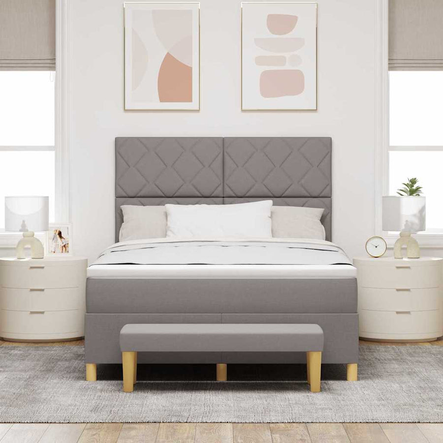Boxspring bed met kussen met hoofdeinde Taupe 200 x 140 cm Stof