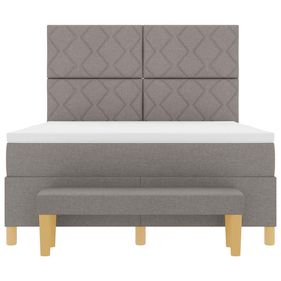 Boxspring bed met kussen met hoofdeinde Taupe 200 x 140 cm Stof