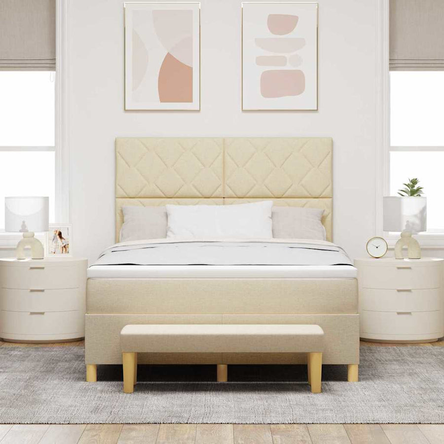 Boxspring bed met kussen met hoofdeinde Crème 200 x 140 cm Stof