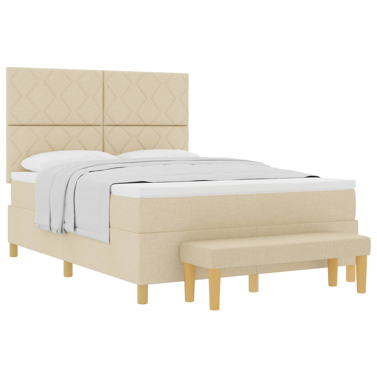 Boxspring bed met kussen met hoofdeinde Crème 200 x 140 cm Stof