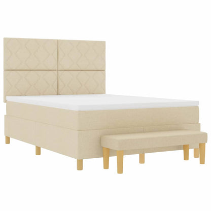 Boxspring bed met kussen met hoofdeinde Crème 200 x 140 cm Stof