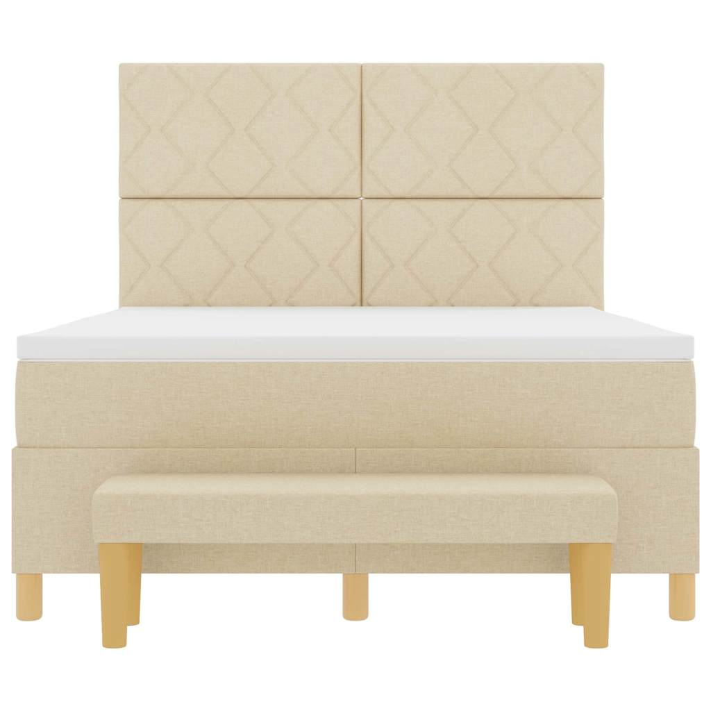 Boxspring bed met kussen met hoofdeinde Crème 200 x 140 cm Stof