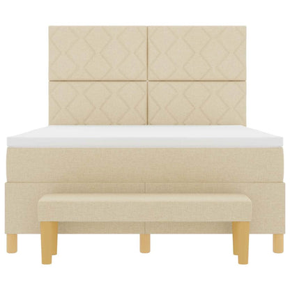 Boxspring bed met kussen met hoofdeinde Crème 200 x 140 cm Stof