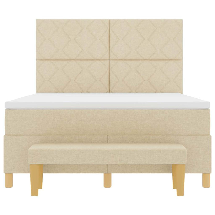 Boxspring bed met kussen met hoofdeinde Crème 200 x 140 cm Stof
