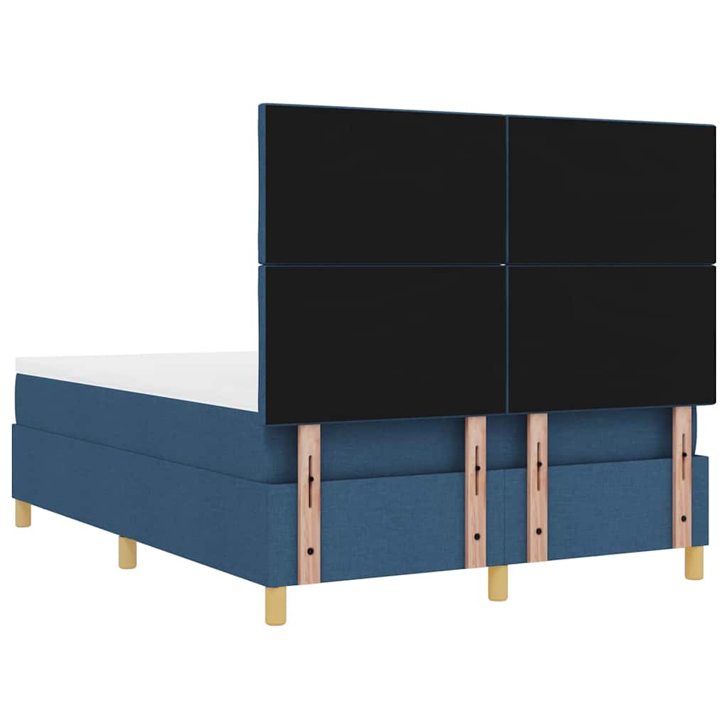 Boxspring bed met kussen met hoofdeinde Blauw 200 x 140 cm Stof
