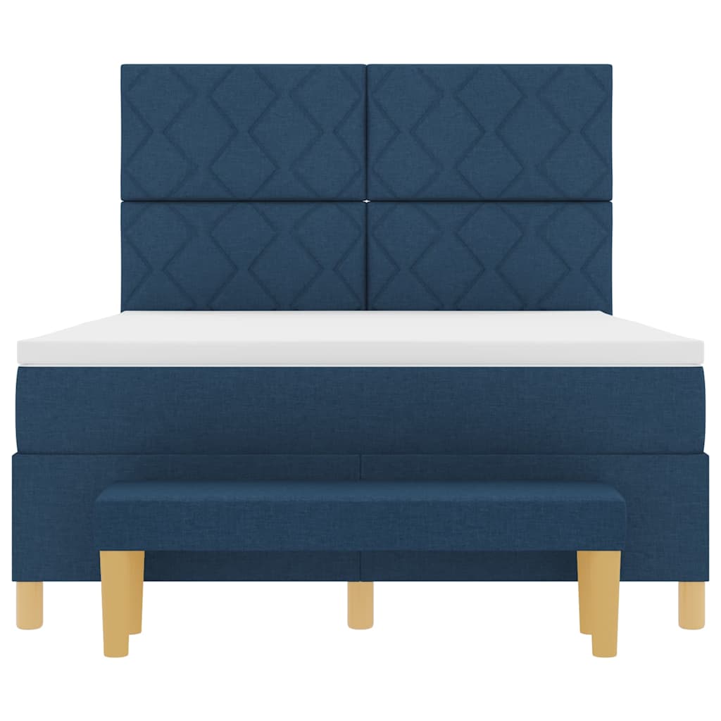 Boxspring bed met kussen met hoofdeinde Blauw 200 x 140 cm Stof