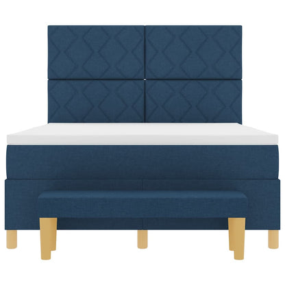 Boxspring bed met kussen met hoofdeinde Blauw 200 x 140 cm Stof