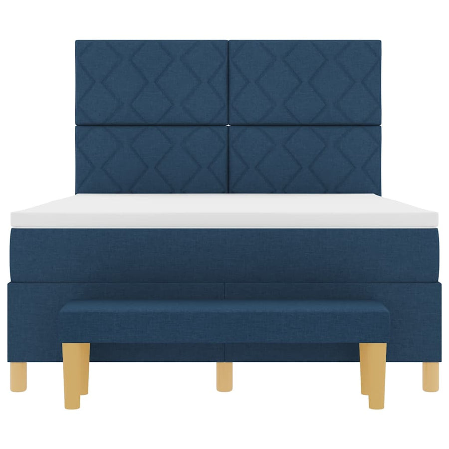 Boxspring bed met kussen met hoofdeinde Blauw 200 x 140 cm Stof