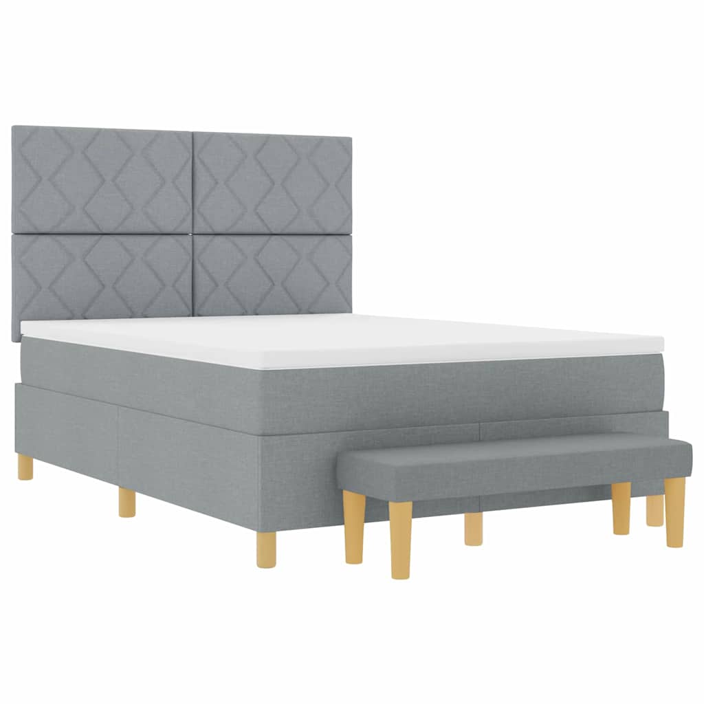 Boxspring bed met matras Lichtgrijs 160 x 200 cm Stof