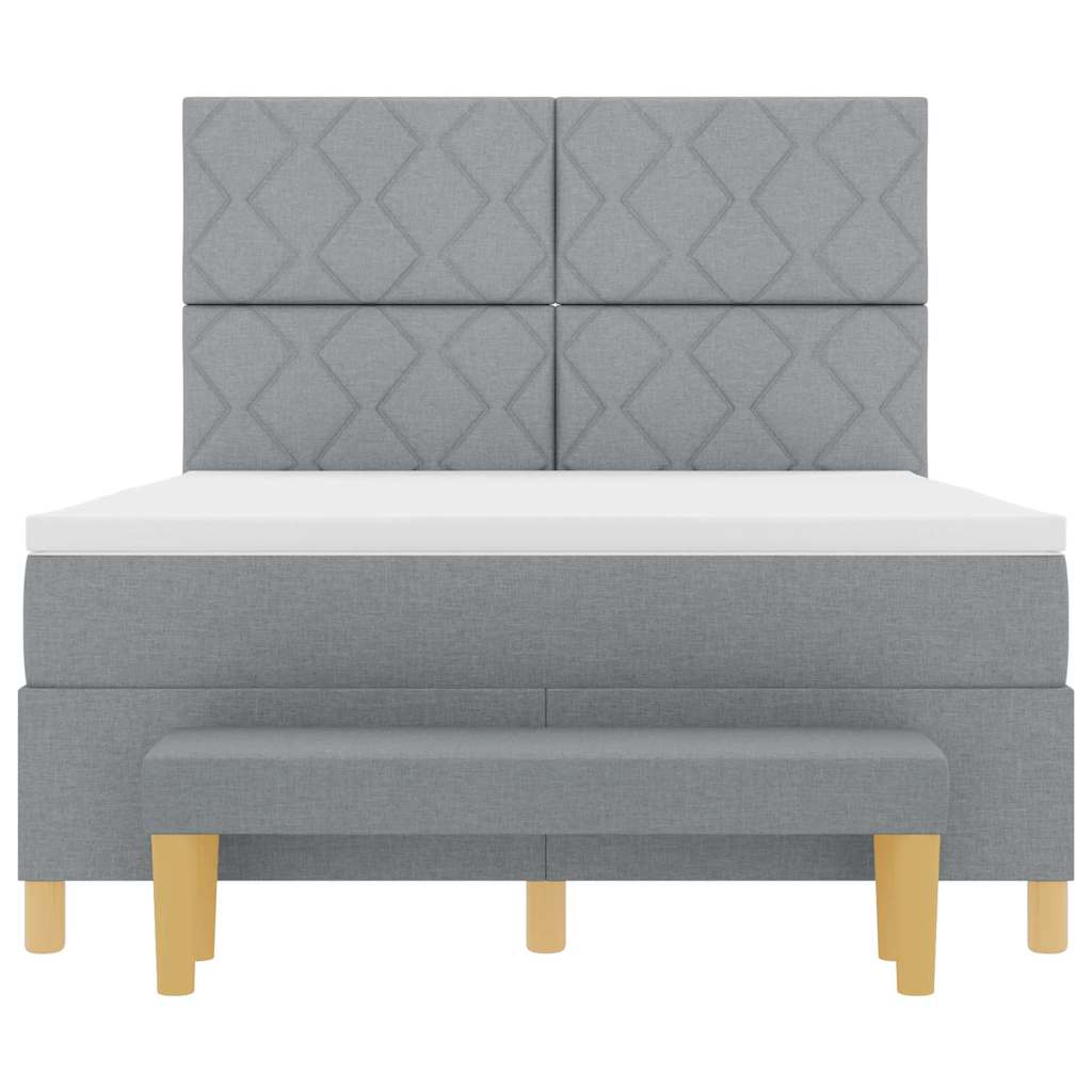 Boxspring bed met matras Lichtgrijs 160 x 200 cm Stof