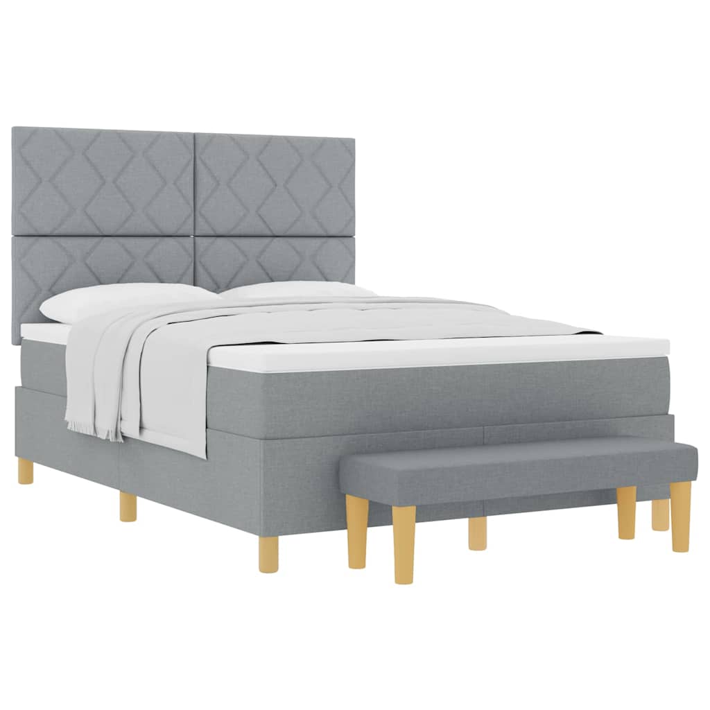 Boxspring bed met matras Lichtgrijs 160 x 200 cm Stof