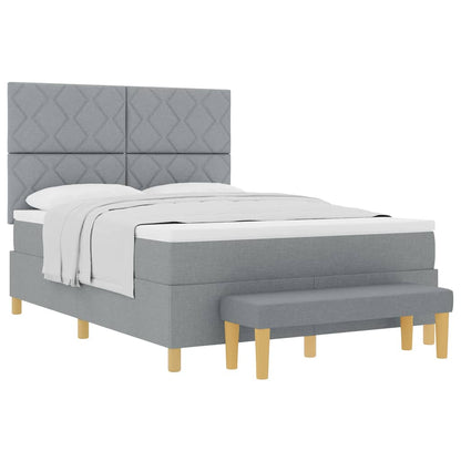 Boxspring bed met matras Lichtgrijs 160 x 200 cm Stof