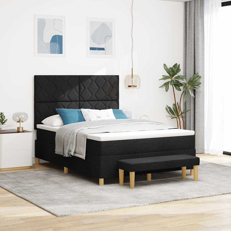 Boxspring bed met matras met hoofdeinde Zwart 160 x 200 cm Stof