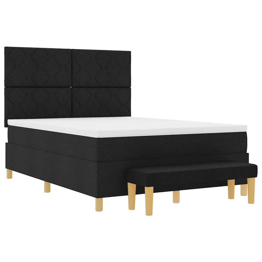 Boxspring bed met matras met hoofdeinde Zwart 160 x 200 cm Stof