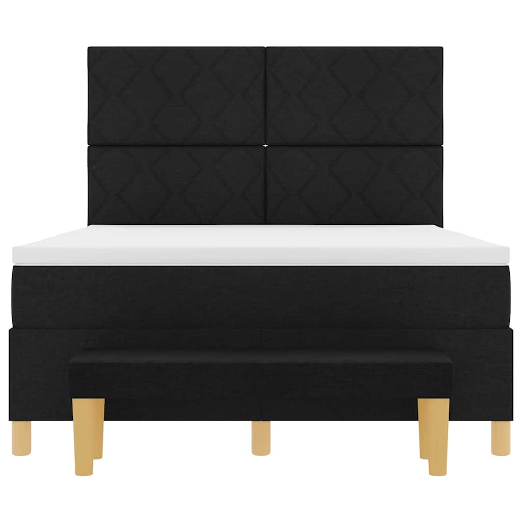 Boxspring bed met matras met hoofdeinde Zwart 160 x 200 cm Stof