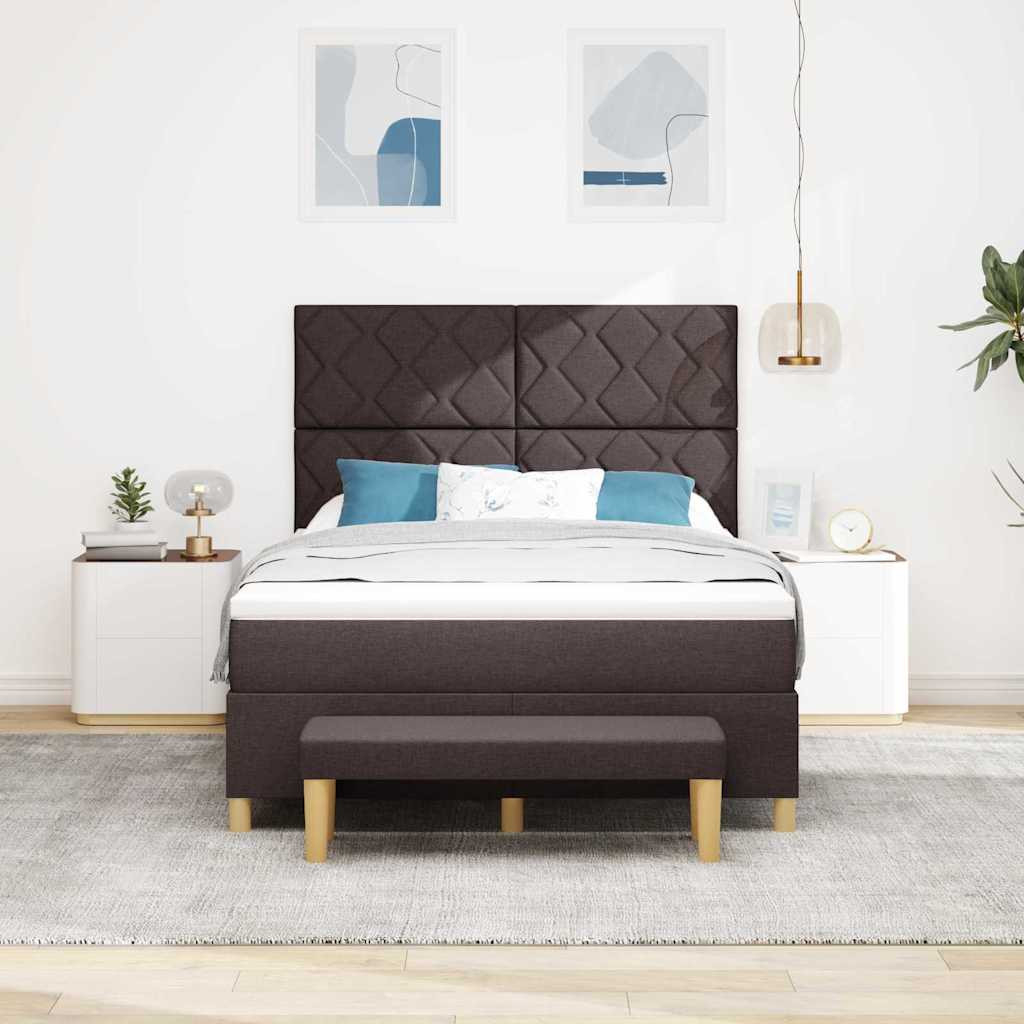 Boxspring bed met hoofdeinde Donkerbruin 200 x 160 cm Stof