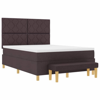Boxspring bed met hoofdeinde Donkerbruin 200 x 160 cm Stof