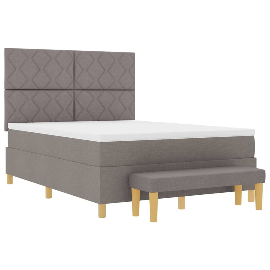 Boxspring bed met hoofdeinde Taupe 200 x 160 cm Stof