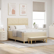 Boxspring bed 160x200 cm crème met matras en hoofdeinde