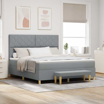 Boxspring bed met hoofdeinde Lichtgrijs 200 x 180 cm Stof