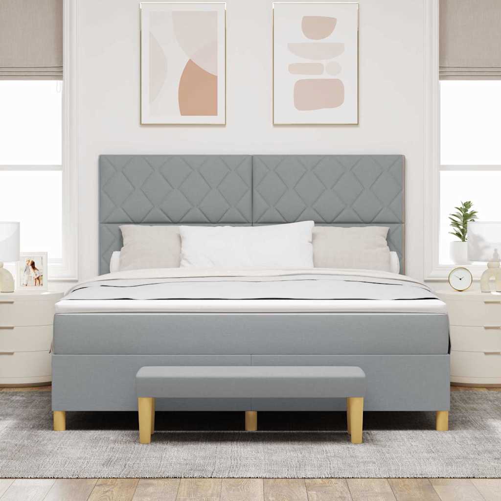 Boxspring bed met hoofdeinde Lichtgrijs 200 x 180 cm Stof